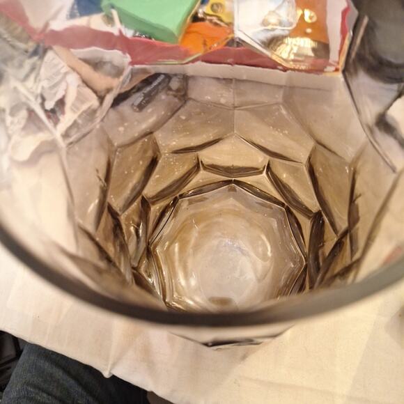 Glass Vase With Metalic Finish 6"x9.75". Art Decco Beehive Pattern - Picture 5 of 5